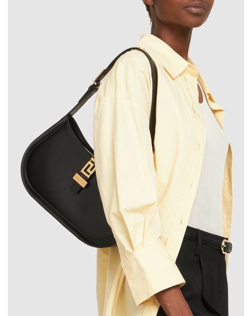 Versace Black Large Leather Hobo Bag