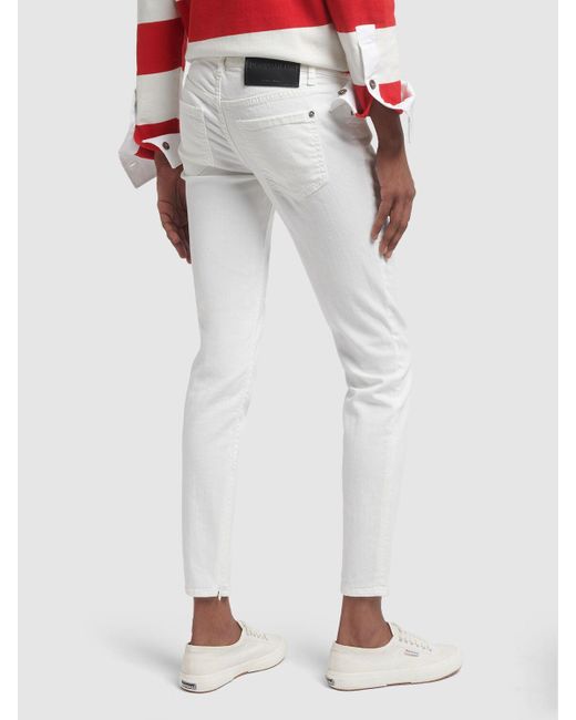Jeans skinny vita bassa twiggy in denim di DSquared² in White