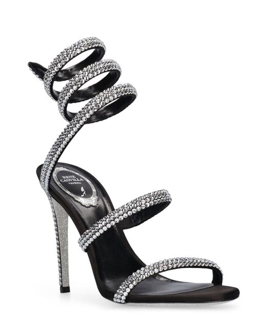 Rene Caovilla Black 105mm Satin & Crystal Sandals