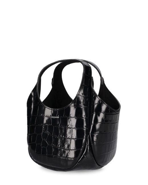 Coperni Black Mini Swipe Bucket Embossed Leather Bag