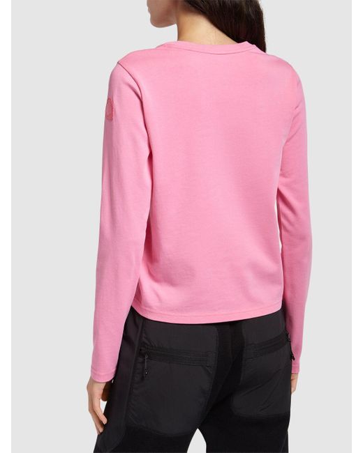 Moncler Pink Langärmeliges T-shirt Aus Baumwolle Mit Logodruck