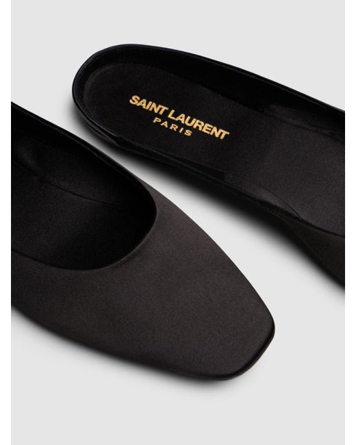 Saint Laurent Black 5mm Lido Satin Crepe Slip-on Flats