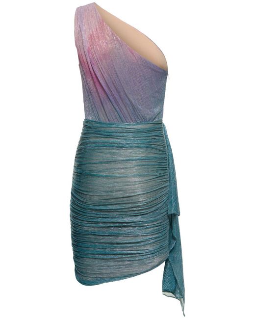 PATBO Blue Sequined One Shoulder Mini Dress