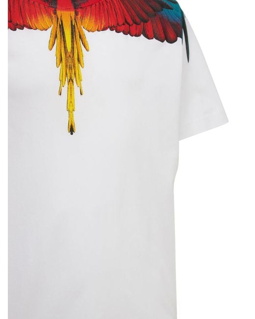 Marcelo Burlon Icon Wings Print Cotton Jersey T-shirt in White/Red 