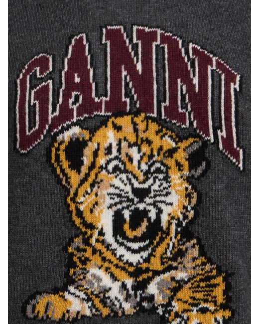 Ganni Black Wollmischpullover Mit Grafik