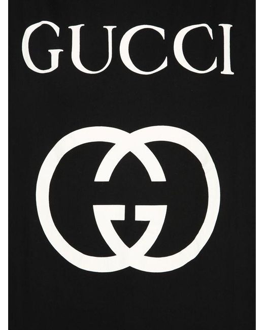 Gucci Logo Printed Cotton Jersey T-shirt in Black/Ivory (Black) - Save ...
