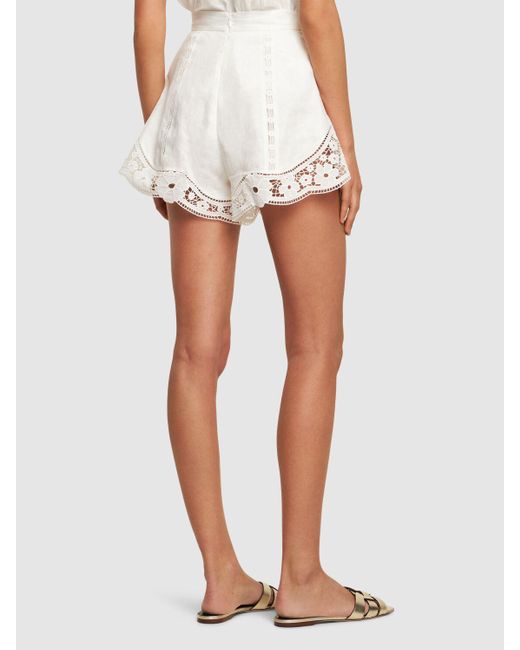 Shorts august in lino / broderie di Zimmermann in White