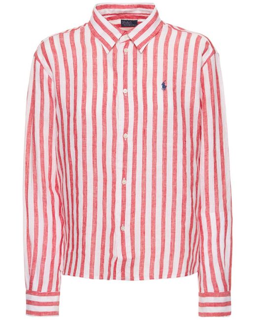 pen mentaal Junior Polo Ralph Lauren Leinenhemd Mit Streifen in Pink | Lyst AT