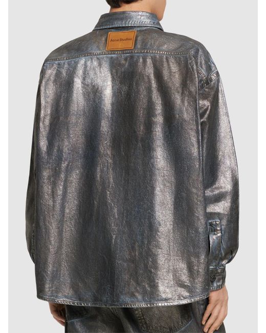 Acne Gray Santo Lunar Coated Cotton Shirt for men