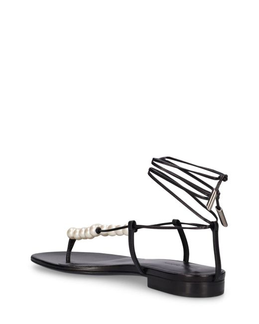 Magda Butrym White 10Mm Embellished Leather Flat Sandals