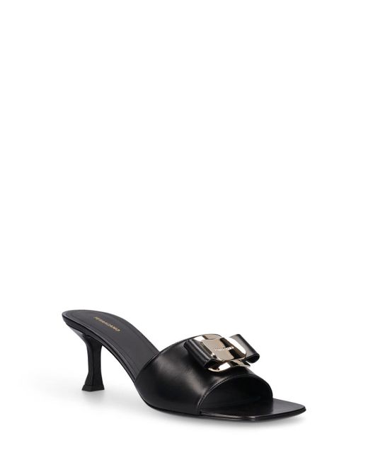 Ferragamo Black 65Mm Zelie Leather Mule Sandals