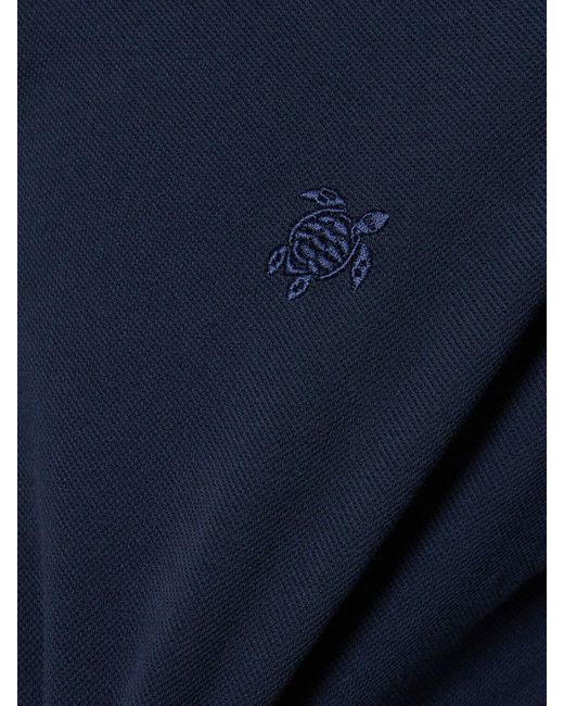 Polo in cotone piqué con ricamo logo di Vilebrequin in Blue da Uomo
