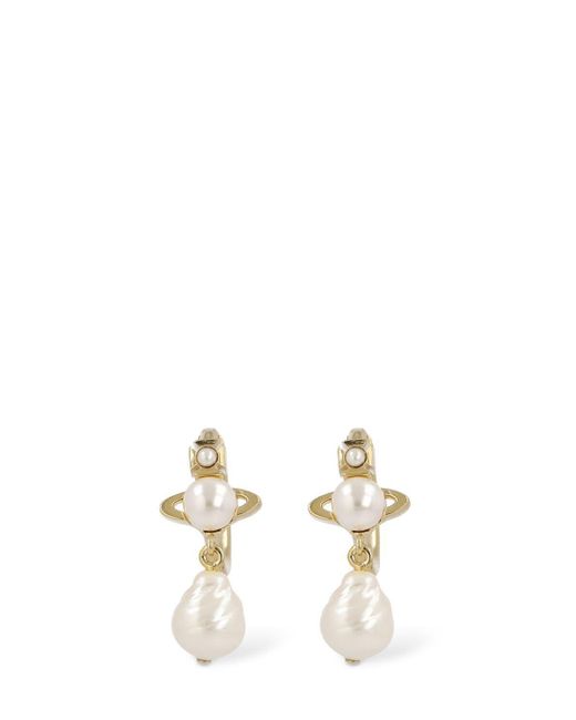 Vivienne Westwood White Cybille Faux Pearl Drop Earrings