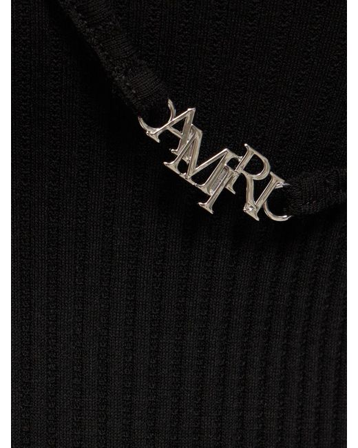 Amiri Black Cutout Cotton Blend Knit Midi Skirt