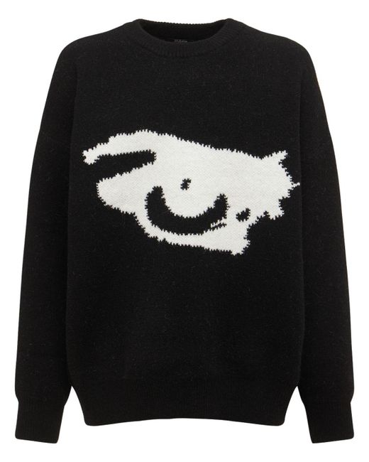 Jaded London Black Blurred Eye Oversized Sweater for men