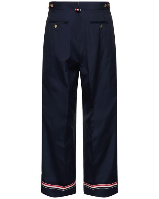 Thom Browne Blue Cotton Blend Pants W/ gg Cuff for men