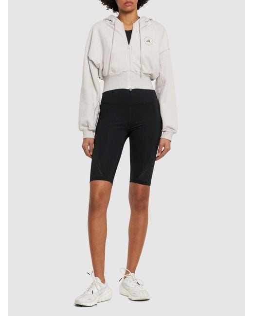 Adidas By Stella McCartney White Cropped Zip-up Sweatshirt
