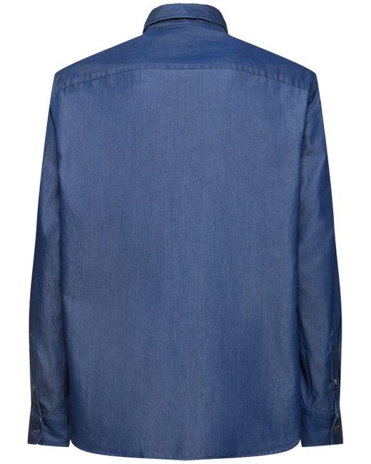 Brioni Blue Regular Fit Cotton Shirt for men