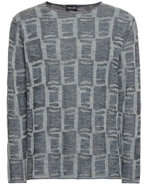 Suéter de lino jacquard Giorgio Armani de hombre de color Gray
