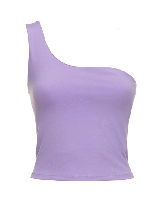 Tank top monospalla bianca stretch di GIRLFRIEND COLLECTIVE in Purple