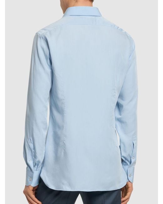 Tom Ford Blue Slim Fluid Silk Blend Shirt for men