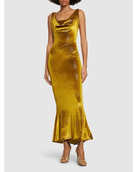 Abito midi con ricamo Orb di Vivienne Westwood in Yellow