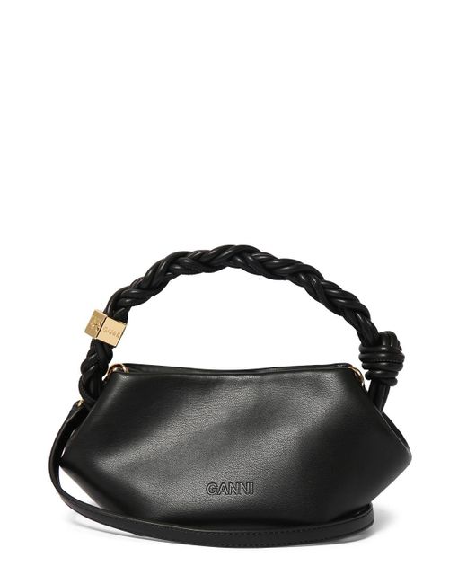 Ganni Black Bou Leather-blend Top-handle Bag