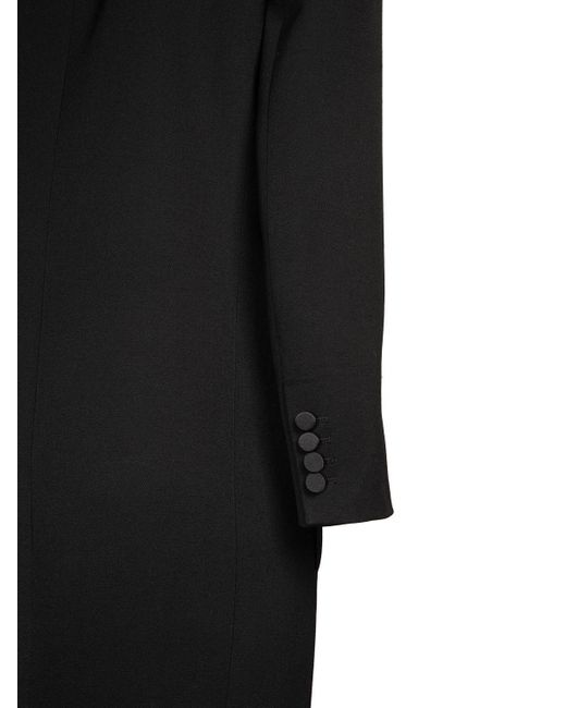 Saint Laurent Black Grain De Poudre Wool Long Coat