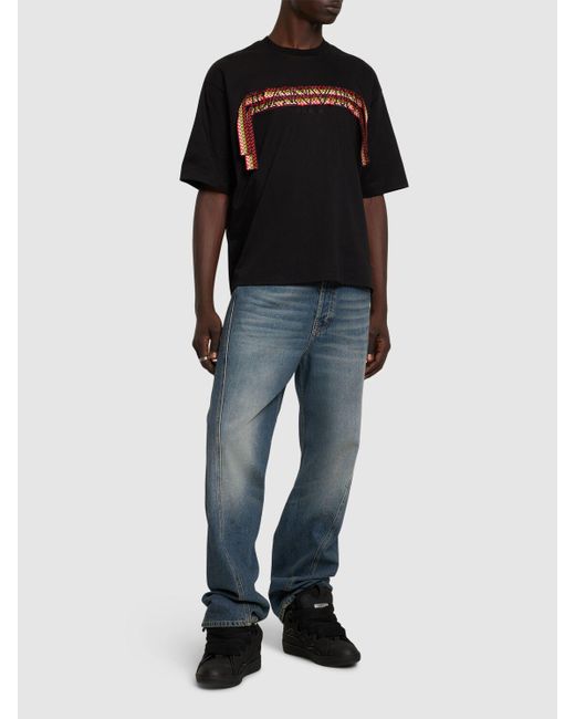 Camiseta de algodón con logo Lanvin de hombre de color Black
