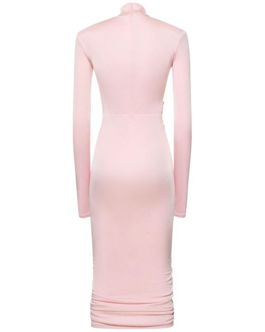 ANDAMANE Pink Kim Stretch Jersey Cutout Midi Dress