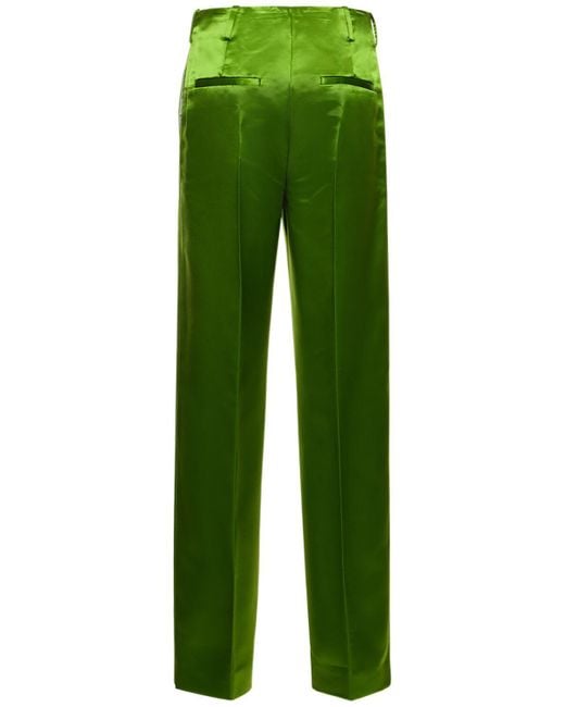 Pantaloni dritti in raso di viscosa di Tory Burch in Green