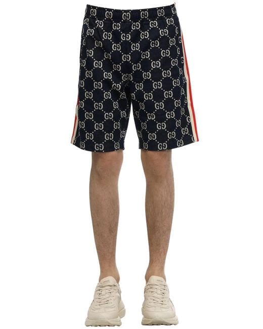 Gucci Blue Gg Supreme Cotton Jacquard Sweat Shorts for men