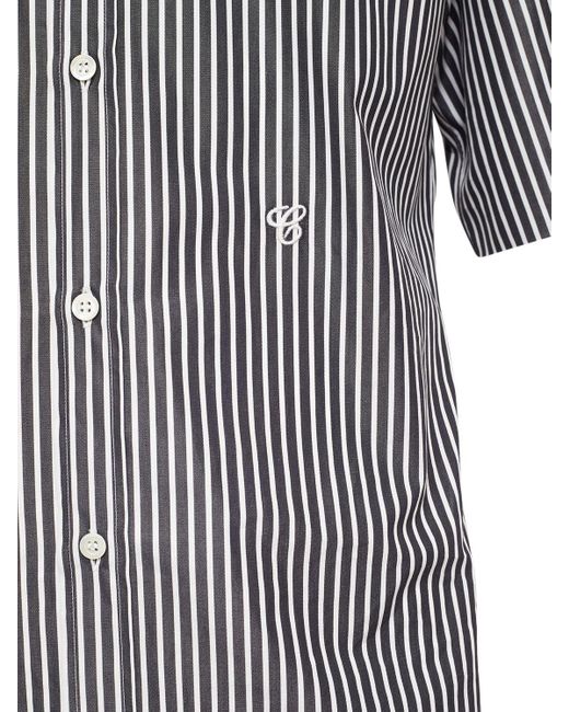 Maison Margiela Gray Striped Cotton Short Sleeved Shirt for men