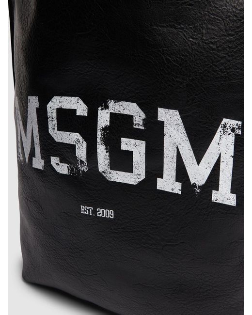 Tote bag en simili-cuir à logo MSGM en coloris Black