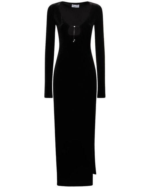 16Arlington Black Solaria Velvet Midi Dress