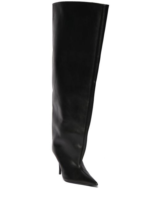 Balenciaga Black 110Mm Waders Leather Boots
