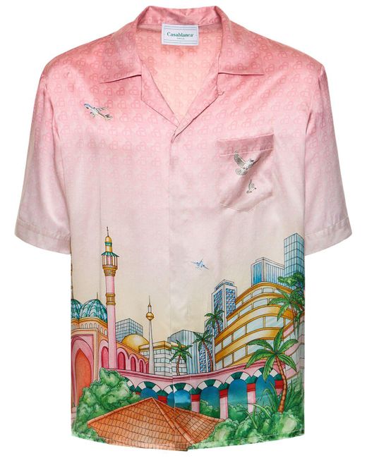 Camicia morning city view in twill di seta di Casablancabrand in Pink da Uomo