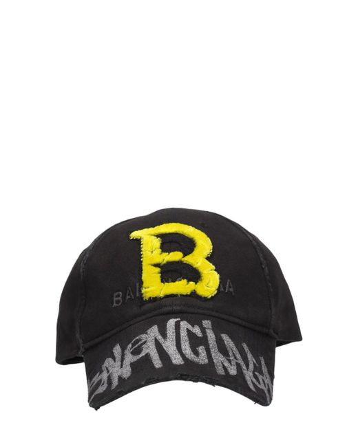 Balenciaga Black Logo Upcycled Cotton Cap for men