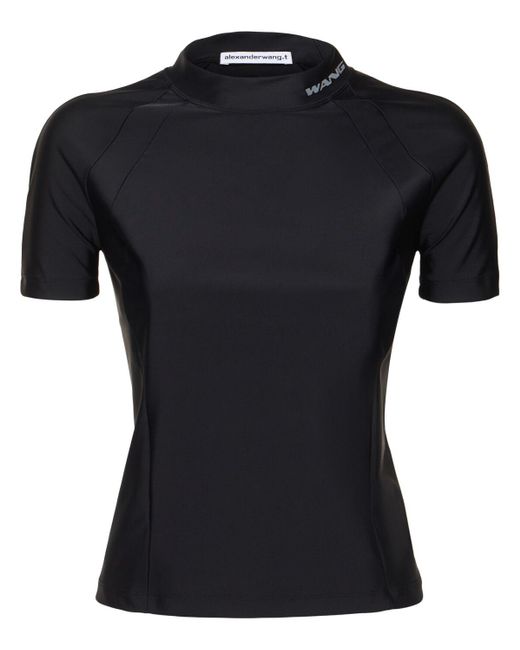 Alexander Wang Black Rashguard Top W/ Mock Neck