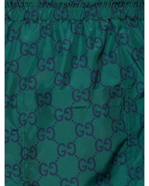 Gucci Nylon-badeshorts "gg" in Green für Herren