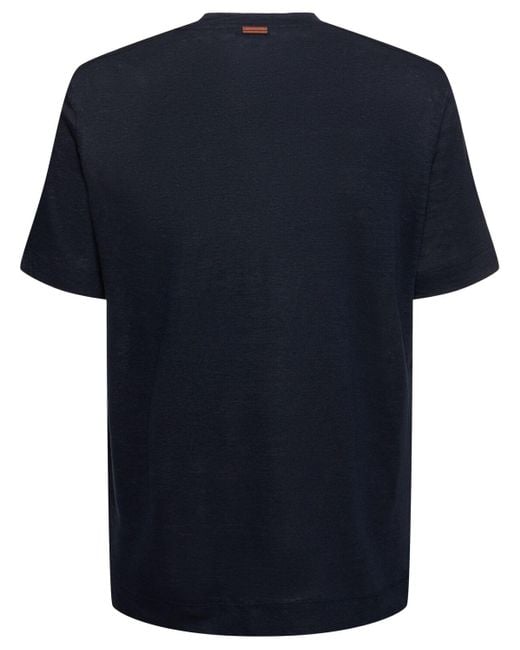 Zegna Blue Pure Linen Jersey T-shirt for men