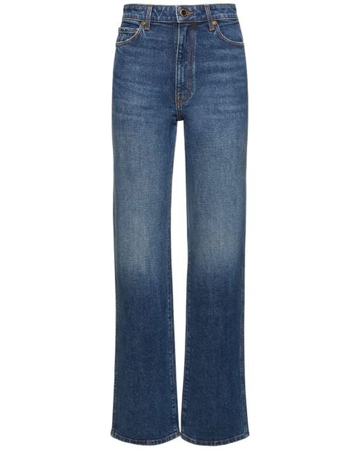 Khaite Blue Danielle High Rise Straight Jeans