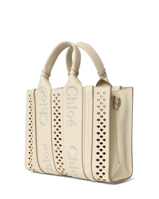 Chloé Natural Woody Perforated Grained Leather Bag