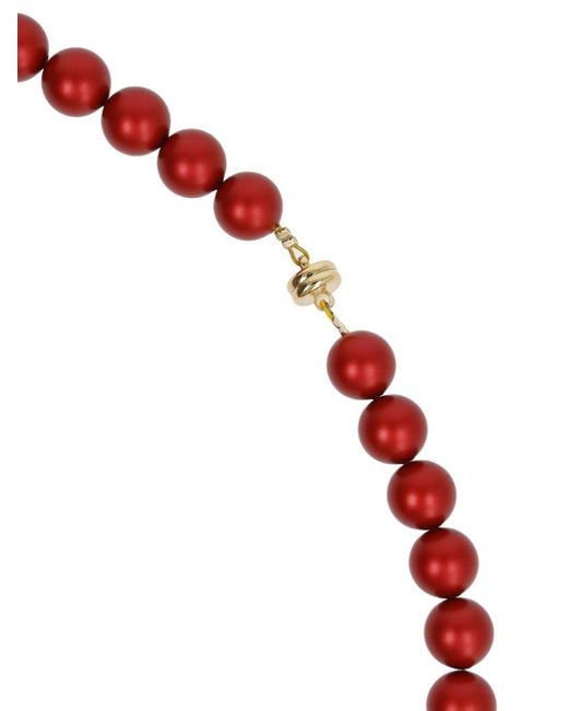 Timeless Pearly Red Heart Charm Beaded Choker