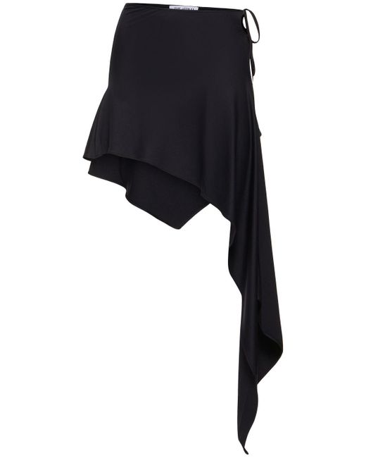 The Attico Black Lycra Asymmetric Skirt