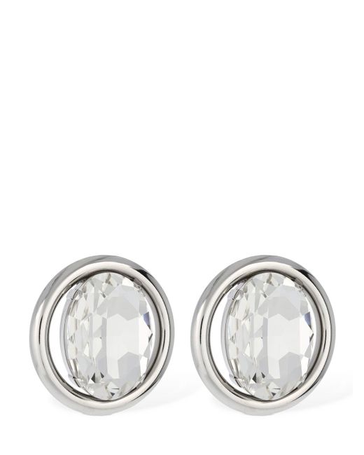Alessandra Rich Metallic Oval Crystal Stud Earrings