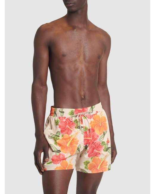 Etro White Floral Printed Swim Shorts for men