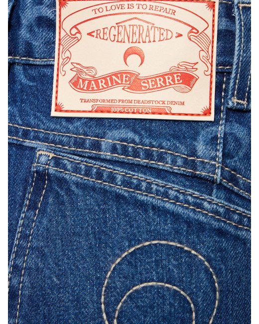 MARINE SERRE Blue Deadstock Denim High Rise Jeans