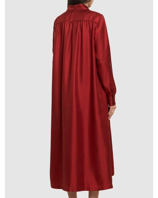 Max Mara Crusca シルクツイルシャツドレス Red