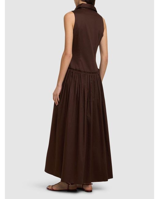 Abadia Sama コットンポプリンロング シャツドレス Brown